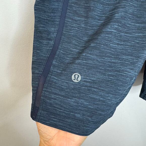 Lululemon Pace Breaker Short 9" Lined Heather Allover Iron Blue True Navy Mens L - Picture 4 of 8